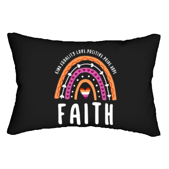 Faith Lesbian Pride Rainbow Lumbar Pillows