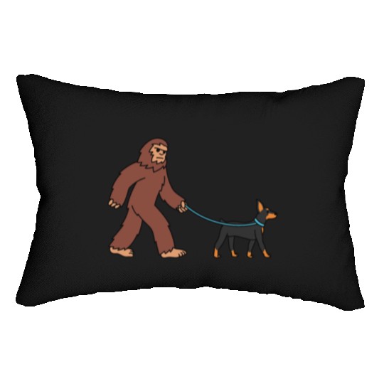 Bigfoot Sasquatch Walking Doberman Lumbar Pillows