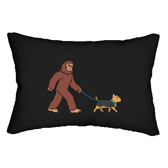 Bigfoot Sasquatch Walking Yorkshire Terrier Lumbar Pillows