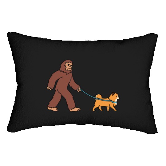 Bigfoot Sasquatch Walking Pomeranian Lumbar Pillows