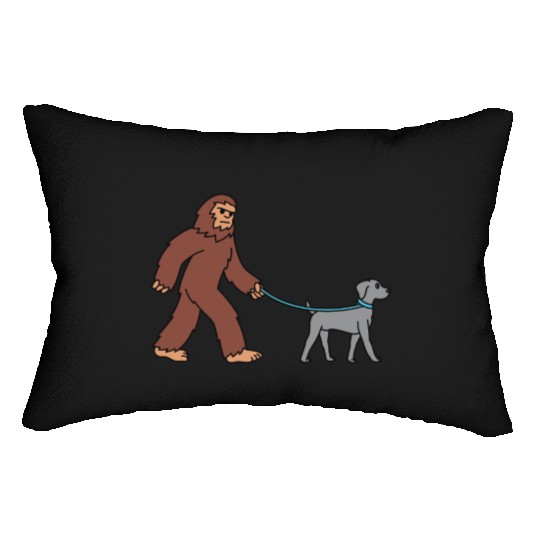 Bigfoot Sasquatch Walking Weimaraner Lumbar Pillows
