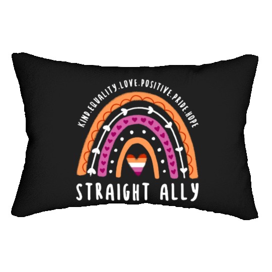 Straight Ally Lesbian Pride Rainbow Lumbar Pillows