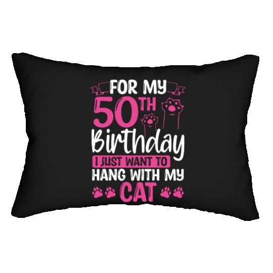 50 Year Old Cat Mom my Cat Dad Kitty 50th Birthday Lumbar Pillows