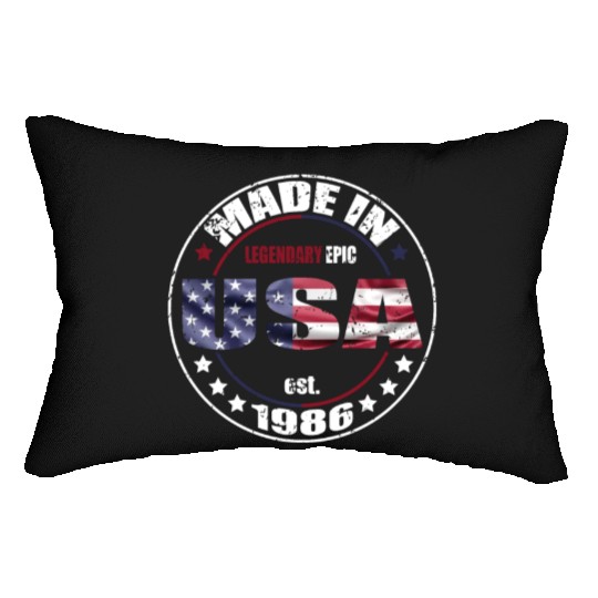 Birthday Saying Born USA 1986 Lumbar Pillows