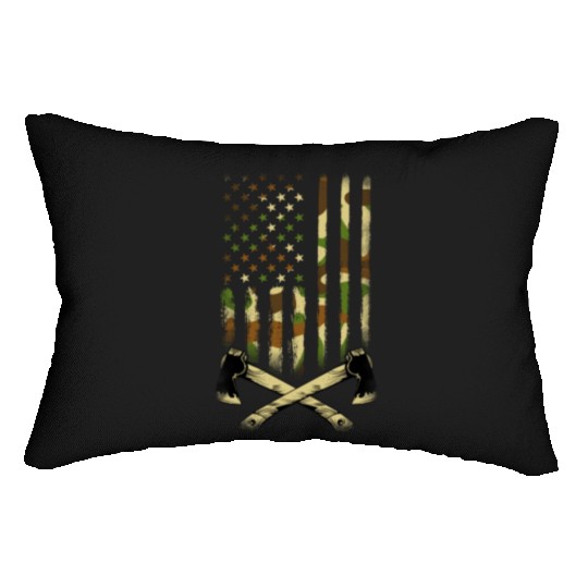 American Camouflage Throwing Axes - US Flag Axe Lumbar Pillows