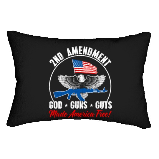 2nd Amendment God Guns Guts Made America Free Gun Lumbar Pillows