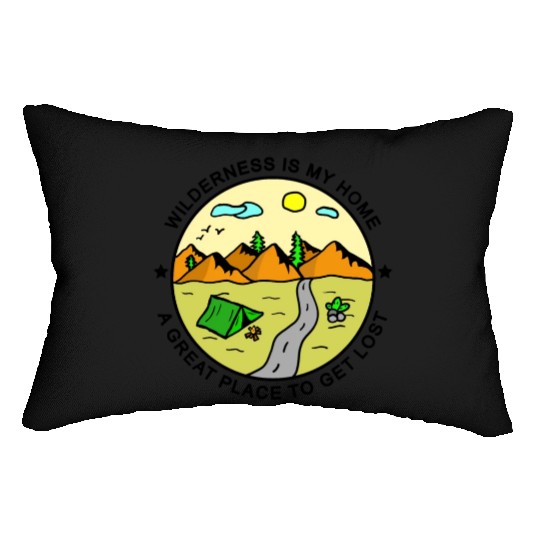Wilderness Trekking Camping Nature Lover Quote Lumbar Pillows