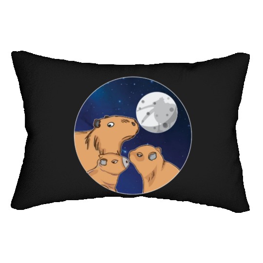 Three Capybara Moon Funny Pelican Capybara Wolf me Lumbar Pillows
