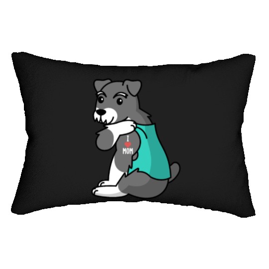 I Love Mom Tattoo Schnauzer Lumbar Pillows