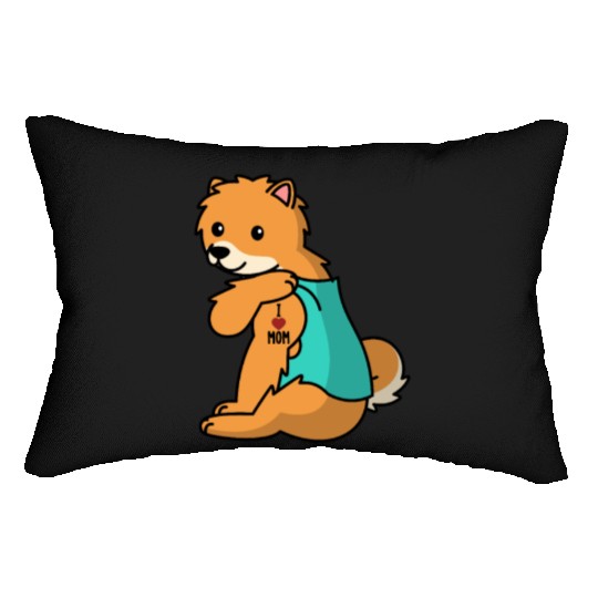 I Love Mom Tattoo Pomeranian Lumbar Pillows