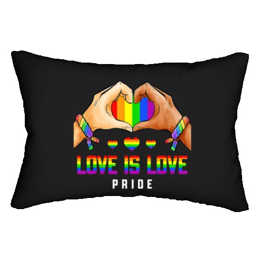 Love Is Love Gay Lesbian Pride LGBT Rainbow Heart Lumbar Pillows
