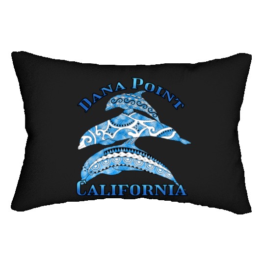 Dana Point California Vacation Tribal Dolphins Lumbar Pillows