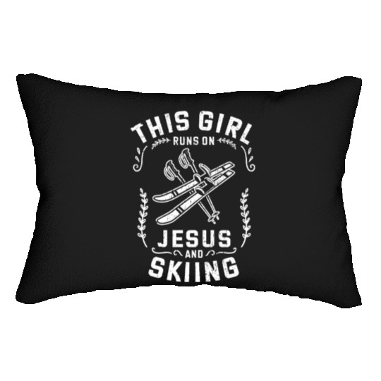 Christian This Girl Runs On Jesus And Skiing Lumbar Pillows