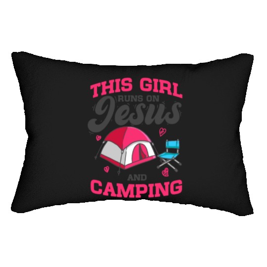 Camper This Girl Runs On Jesus And Camping Lumbar Pillows