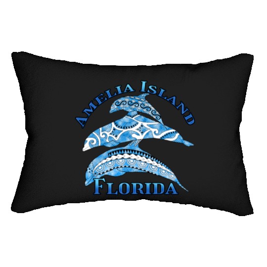 Amelia Island Florida Vacation Tribal Dolphins Lumbar Pillows