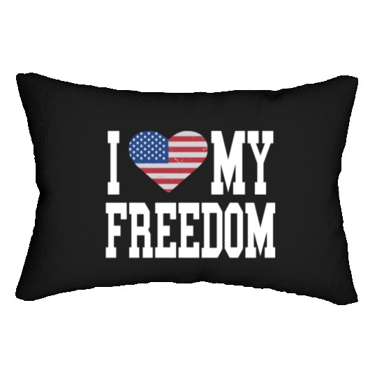 Patriotic American Flag I Heart Freedom, I Love Lumbar Pillows
