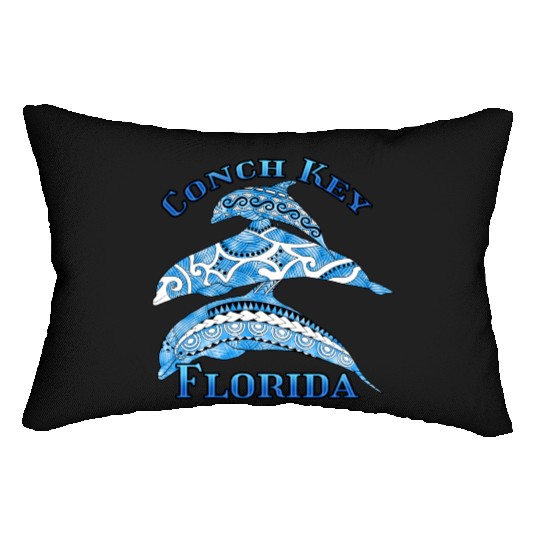 Conch Key Florida Vacation Tribal Dolphins Lumbar Pillows