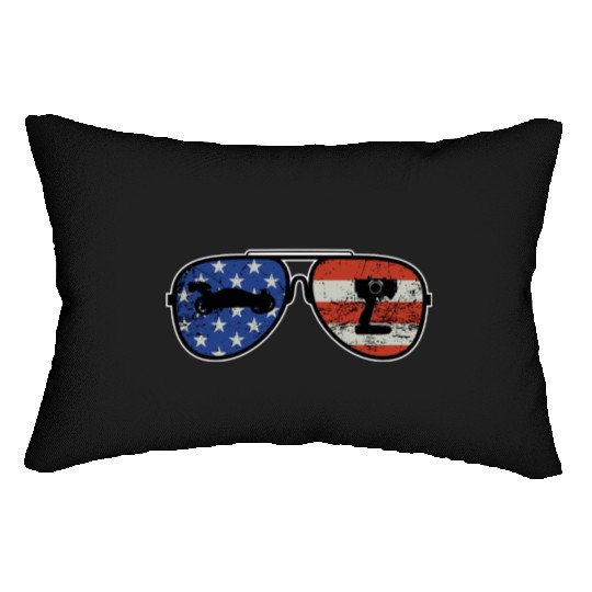 American Flag with RC Car and remote control Lumbar Pillows