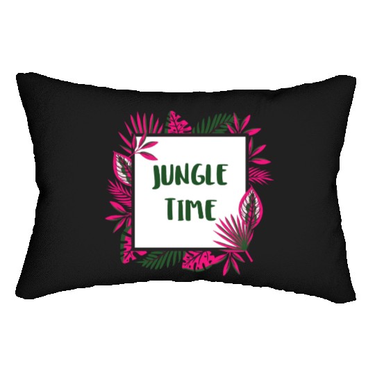 Jungle Time Floral Pink and Forest Lumbar Pillows