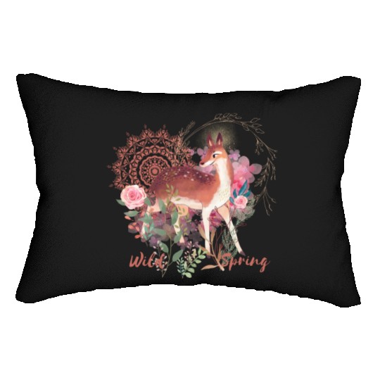 Sweet Deer In Wild Spring - 3 Lumbar Pillows