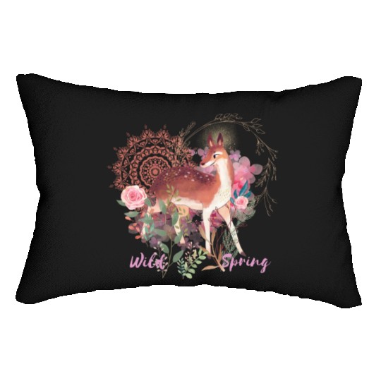 Sweet Deer In Wild Spring - 6 Lumbar Pillows
