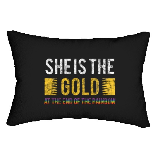LGBT Gay Pride Lesbian She Is The Gold Rainbow Lumbar Pillows