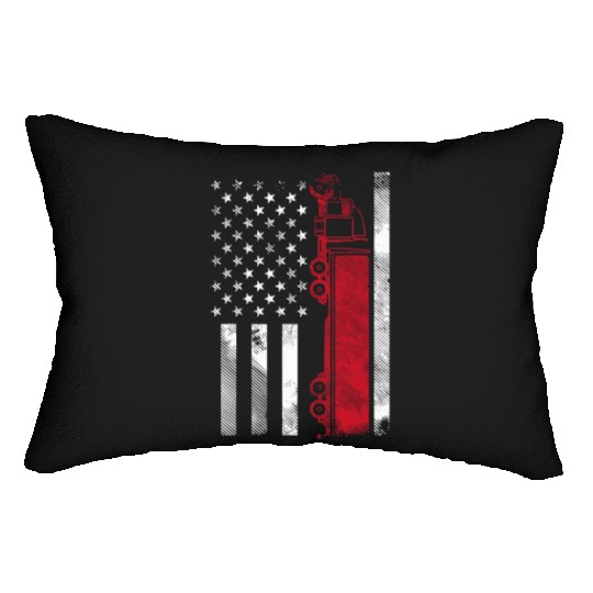 US American Flag Semi Truck Driver 18 Wheeler Lumbar Pillows