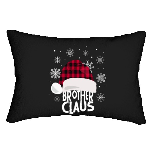 Brother Claus Christmas Buffalo Plaid Santa Hat Lumbar Pillows