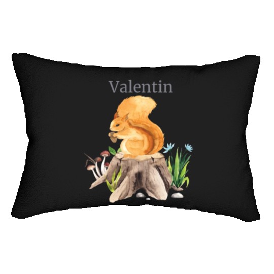 Forest Animal Squirrel Flowers Name Valentine Lumbar Pillows