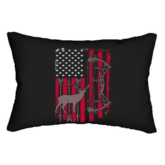 American Flag Deer Bow Hunting Lumbar Pillows