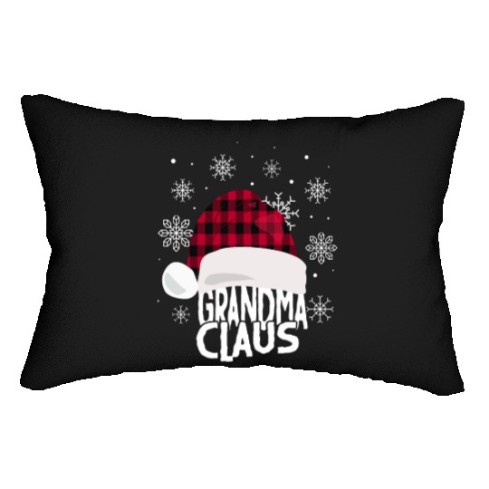 Womens Grandma Claus Christmas Buffalo Plaid Lumbar Pillows