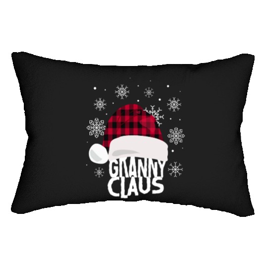 Womens Granny Claus Christmas Buffalo Plaid Santa Lumbar Pillows