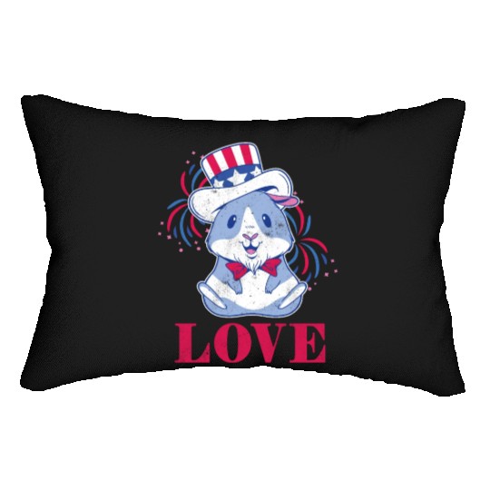 Love America American Pig Guinea USA 4th Of July Lumbar Pillows