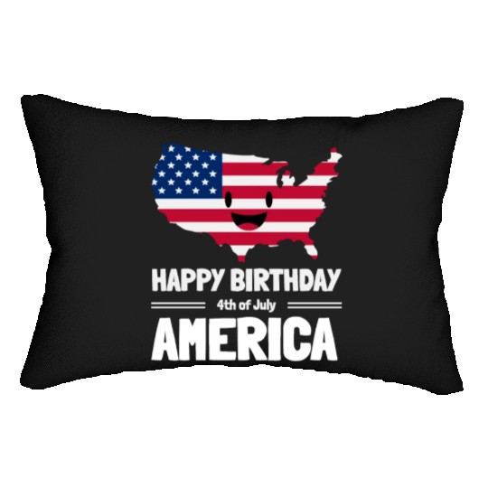 Happy Birthday America 4th of July American Flag Lumbar Pillows