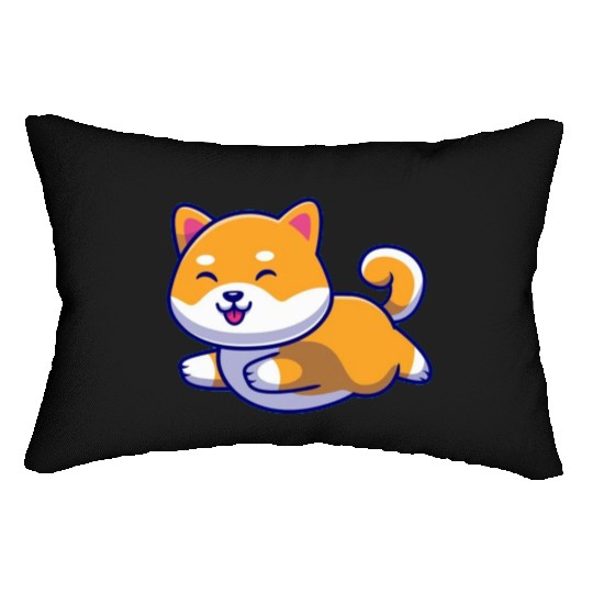 Cute Shiba Inu Dog Running Lumbar Pillows