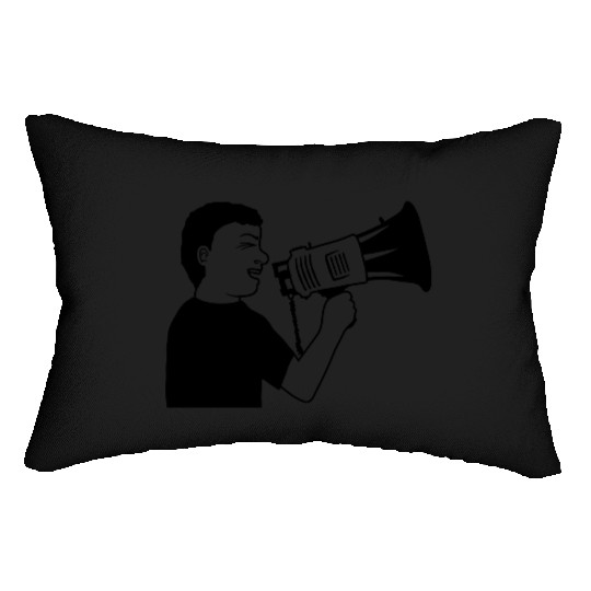 man angry demonstration megaphone Lumbar Pillows