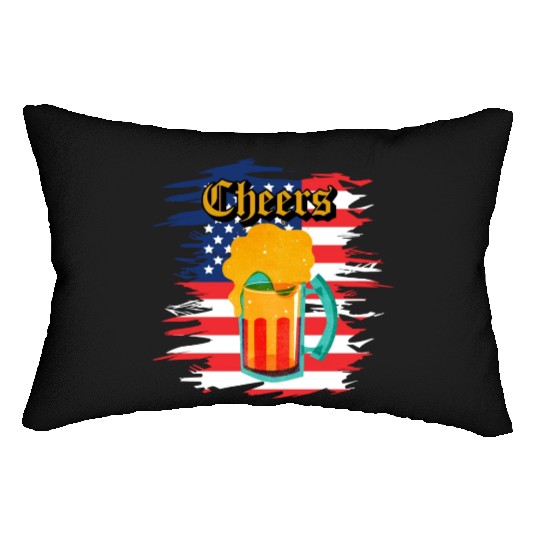 funny patriotic mullet beer 4th of july summer Lumbar Pillows