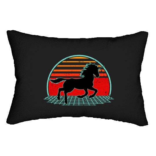 Unicorn Retro Vintage 80s Horse Lover Lumbar Pillows