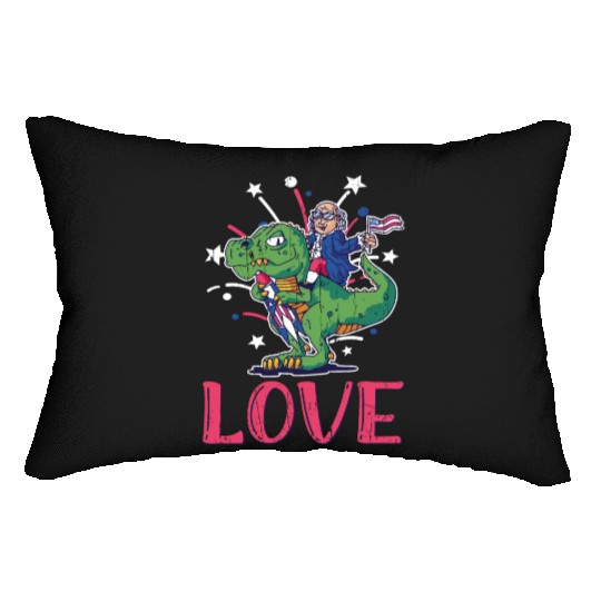 Love America Washington Dinosaur USA 4th Of July Lumbar Pillows