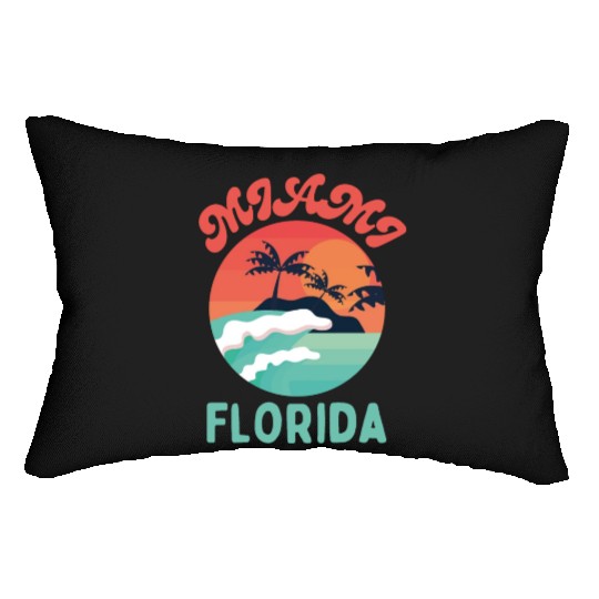 Vintage Miami Beach Florida Beach Tropical Summer Lumbar Pillows
