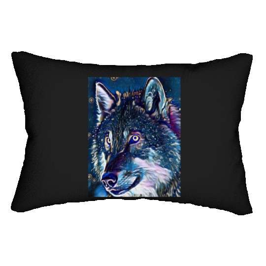 Cut Out Sticker Of Wolf In Midnight Lumbar Pillows