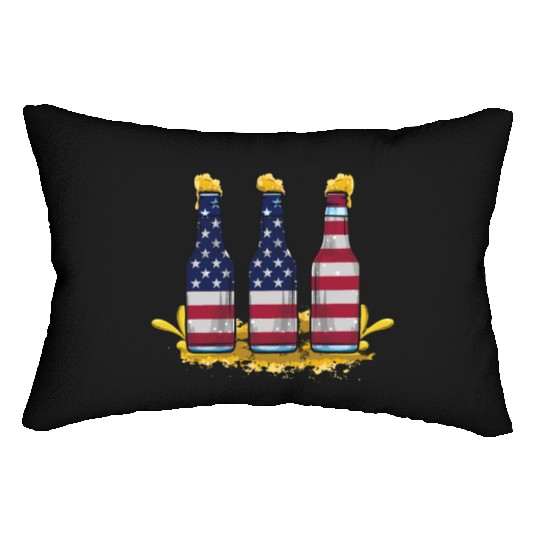 America American Flag US Flag Beer 4th Of July Lumbar Pillows