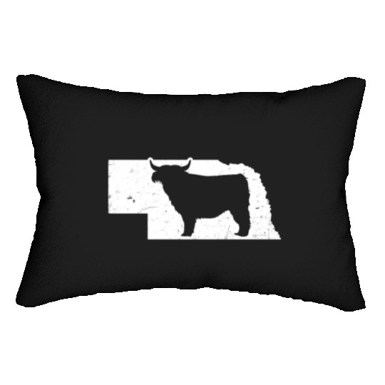 Highland Cow Patriotic Nebraska 4th July Lumbar Pillows