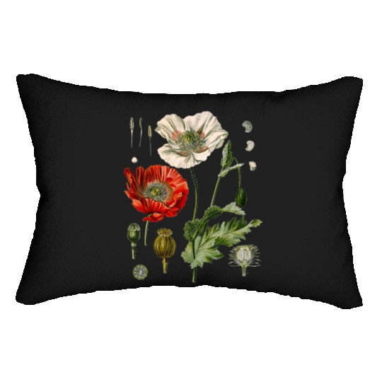 Red Poppy flower Botanical Poppies Red Poppy Lumbar Pillows