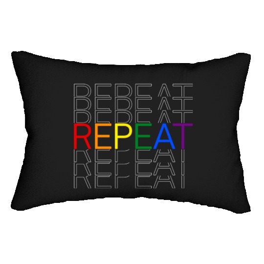 LGBT pride rainbow heart repeat Lumbar Pillows