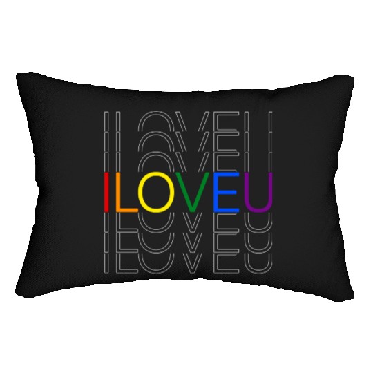 LGBT pride rainbow heart I Love You Lumbar Pillows