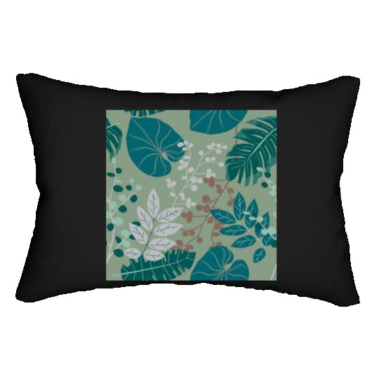 Tropical Leaves - Earthy Colors Lumbar Pillows