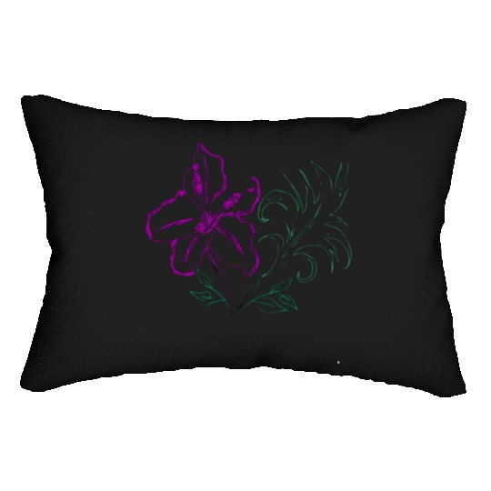 Tropical leaf and hibiscus Lumbar Pillows