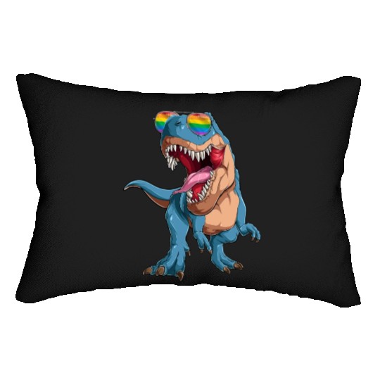 Funny Trex LGBT Gay Pride Rainbow Flag Lumbar Pillows