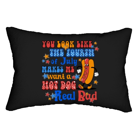 Makes Me Want A Hot Dog Real Bad 4th of July Lumbar Pillows